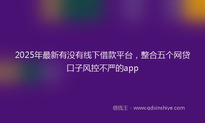 2025年最新有没有线下借款平台，整合五个网贷口子风控不严的app