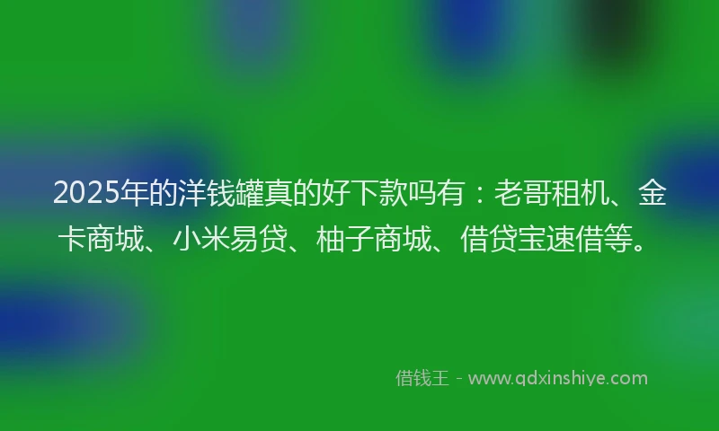 2025年的洋钱罐真的好下款吗有：老哥租机、金卡商城、小米易贷、柚子商城、借贷宝速借等。