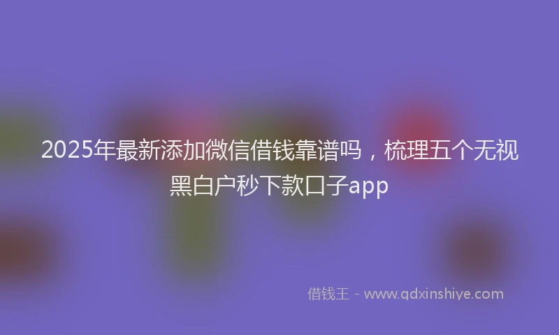 2025年最新添加微信借钱靠谱吗，梳理五个无视黑白户秒下款口子app