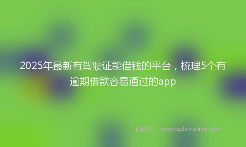 2025年最新有驾驶证能借钱的平台，梳理5个有逾期借款容易通过的app