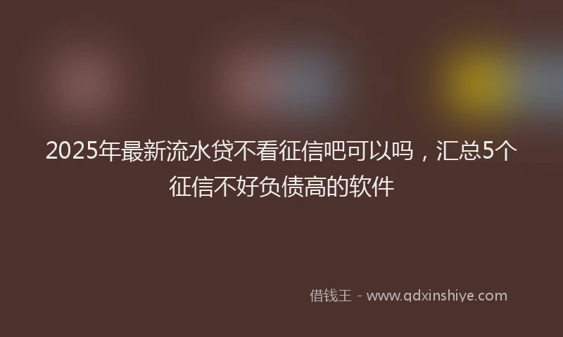 2025年最新流水贷不看征信吧可以吗，汇总5个征信不好负债高的软件