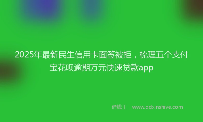 2025年最新民生信用卡面签被拒，梳理五个支付宝花呗逾期万元快速贷款app