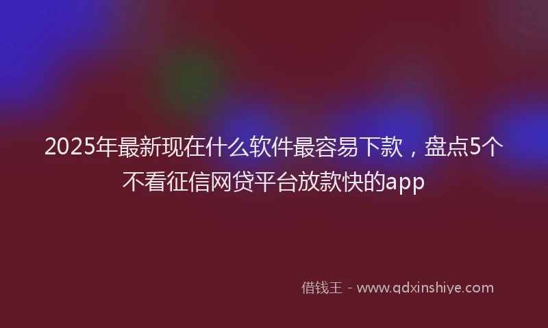 2025年最新现在什么软件最容易下款，盘点5个不看征信网贷平台放款快的app