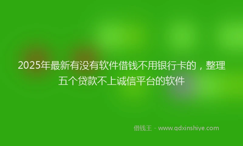 2025年最新有没有软件借钱不用银行卡的，整理五个贷款不上诚信平台的软件