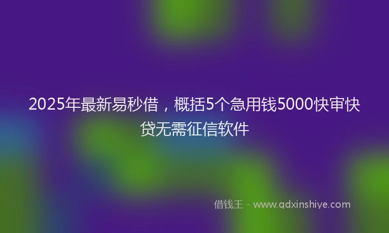 2025年最新易秒借，概括5个急用钱5000快审快贷无需征信软件