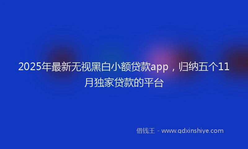 2025年最新无视黑白小额贷款app，归纳五个11月独家贷款的平台