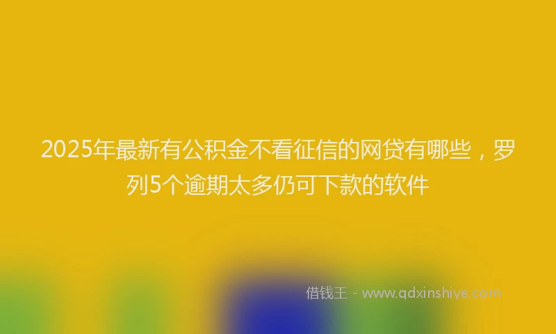 2025年最新有公积金不看征信的网贷有哪些，罗列5个逾期太多仍可下款的软件
