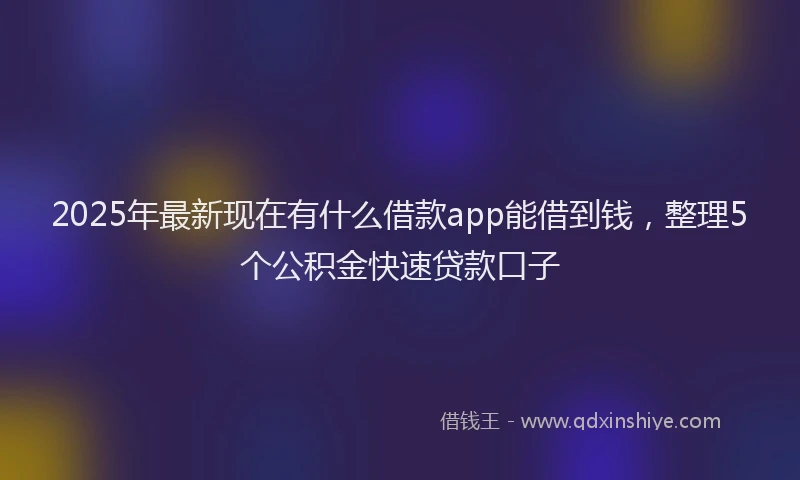 2025年最新现在有什么借款app能借到钱，整理5个公积金快速贷款口子