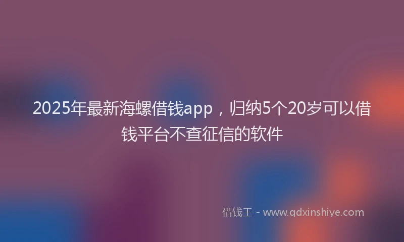 2025年最新海螺借钱app，归纳5个20岁可以借钱平台不查征信的软件