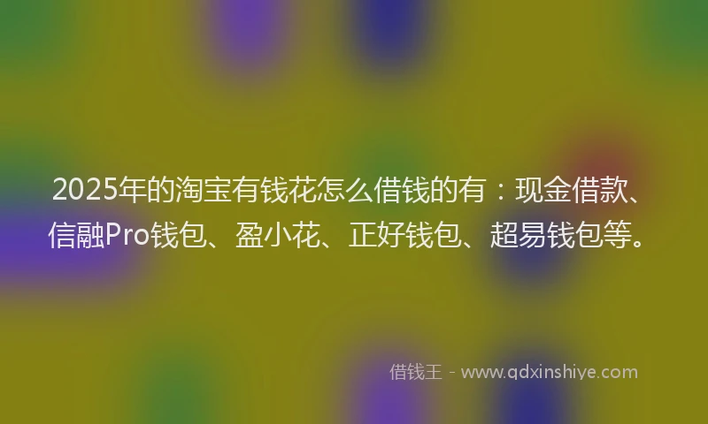 2025年的淘宝有钱花怎么借钱的有：现金借款、信融Pro钱包、盈小花、正好钱包、超易钱包等。