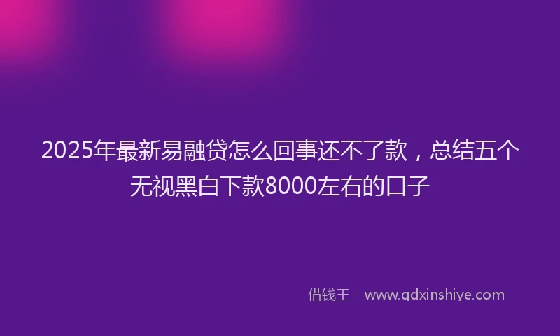 2025年最新易融贷怎么回事还不了款，总结五个无视黑白下款8000左右的口子