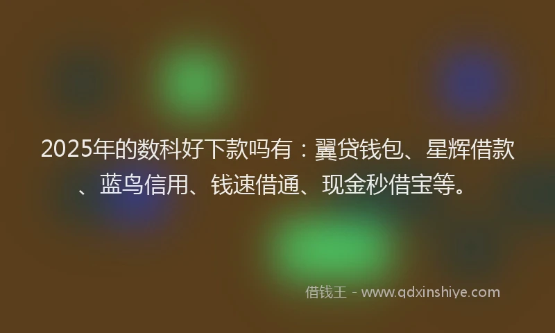 2025年的数科好下款吗有：翼贷钱包、星辉借款、蓝鸟信用、钱速借通、现金秒借宝等。