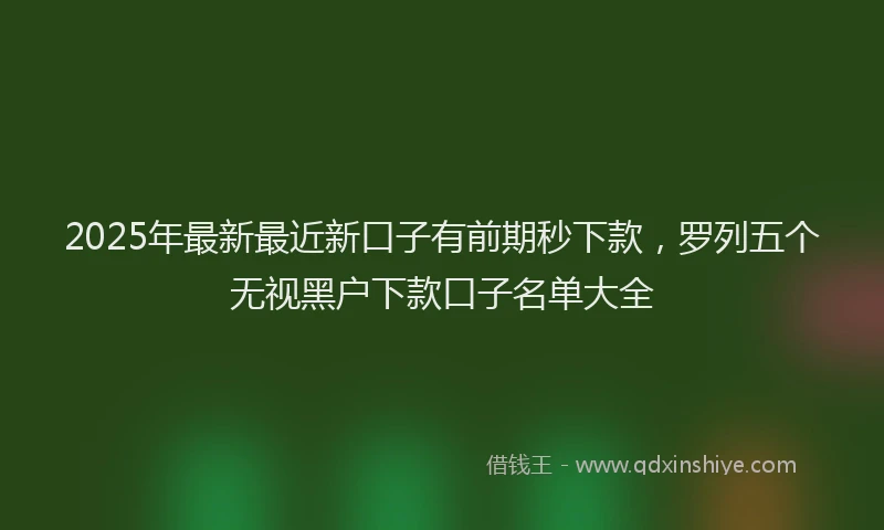 2025年最新最近新口子有前期秒下款，罗列五个无视黑户下款口子名单大全