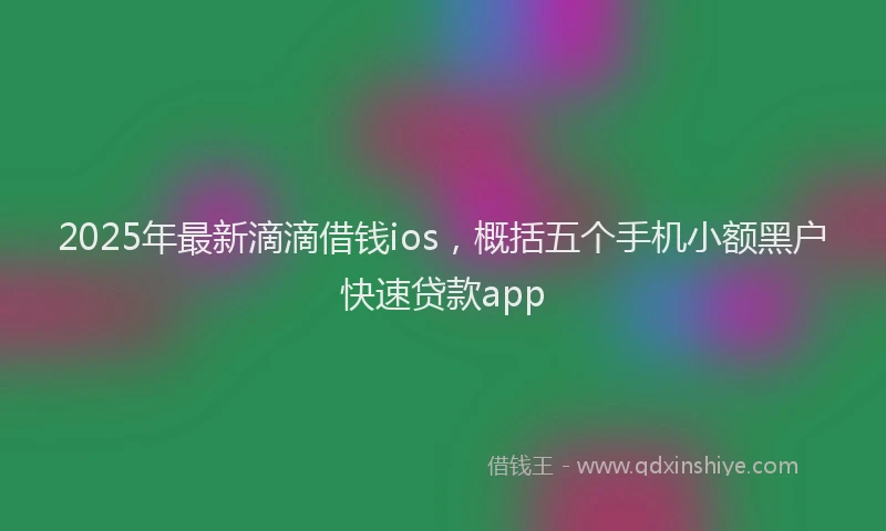 2025年最新滴滴借钱ios，概括五个手机小额黑户快速贷款app
