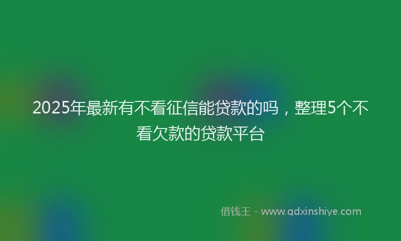 2025年最新有不看征信能贷款的吗，整理5个不看欠款的贷款平台