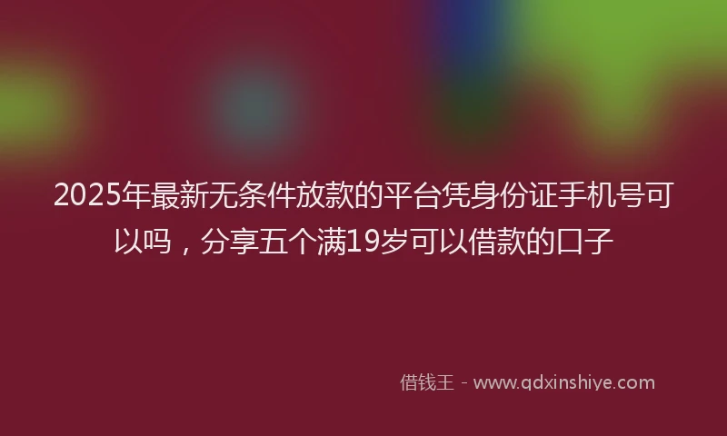 2025年最新无条件放款的平台凭身份证手机号可以吗，分享五个满19岁可以借款的口子