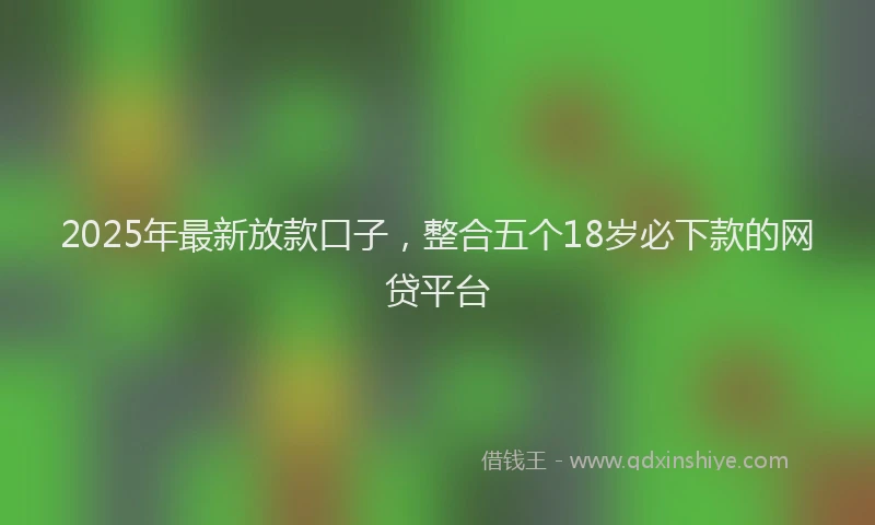 2025年最新放款口子，整合五个18岁必下款的网贷平台