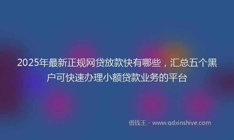 2025年最新正规网贷放款快有哪些，汇总五个黑户可快速办理小额贷款业务的平台