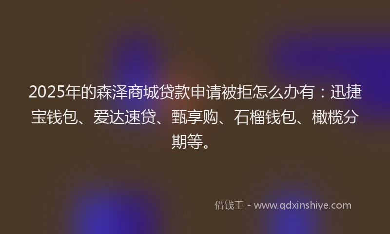 2025年的森泽商城贷款申请被拒怎么办有：迅捷宝钱包、爱达速贷、甄享购、石榴钱包、橄榄分期等。