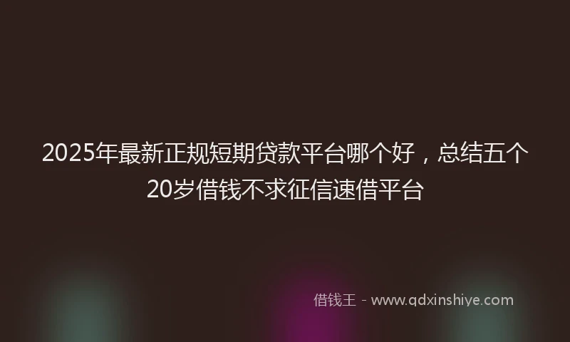 2025年最新正规短期贷款平台哪个好，总结五个20岁借钱不求征信速借平台