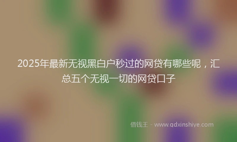 2025年最新无视黑白户秒过的网贷有哪些呢，汇总五个无视一切的网贷口子