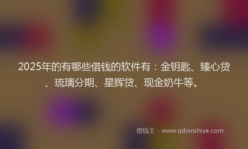 2025年的有哪些借钱的软件有：金钥匙、臻心贷、琉璃分期、星辉贷、现金奶牛等。