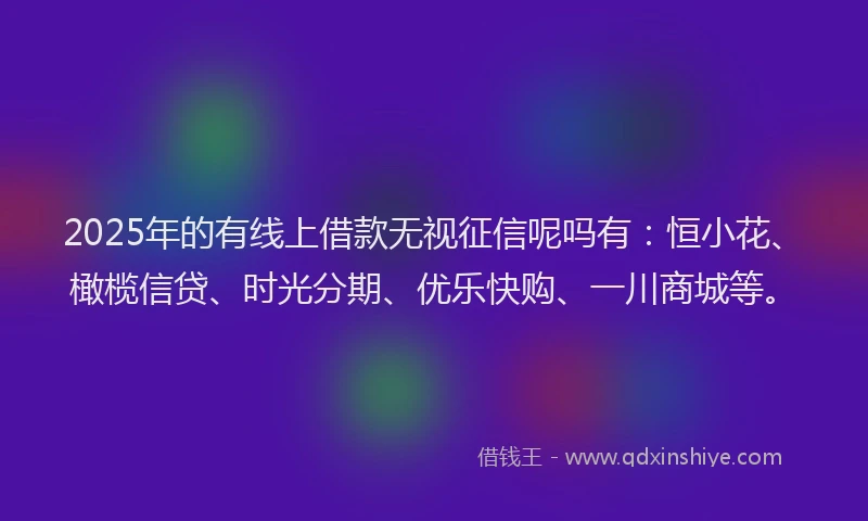 2025年的有线上借款无视征信呢吗有：恒小花、橄榄信贷、时光分期、优乐快购、一川商城等。