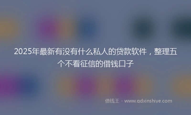2025年最新有没有什么私人的贷款软件，整理五个不看征信的借钱口子