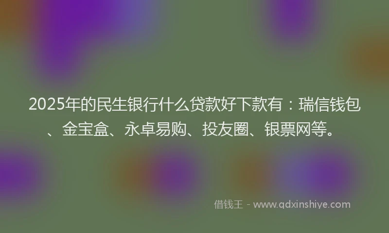 2025年的民生银行什么贷款好下款有：瑞信钱包、金宝盒、永卓易购、投友圈、银票网等。