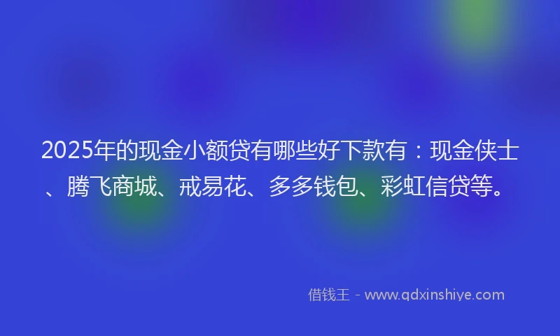 2025年的现金小额贷有哪些好下款有：现金侠士、腾飞商城、戒易花、多多钱包、彩虹信贷等。