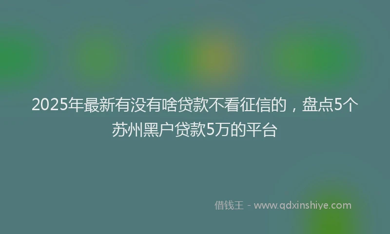 2025年最新有没有啥贷款不看征信的，盘点5个苏州黑户贷款5万的平台