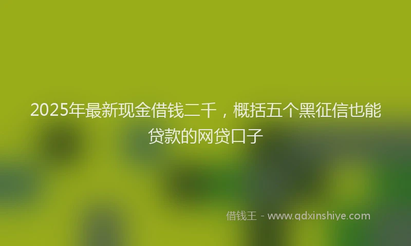 2025年最新现金借钱二千，概括五个黑征信也能贷款的网贷口子