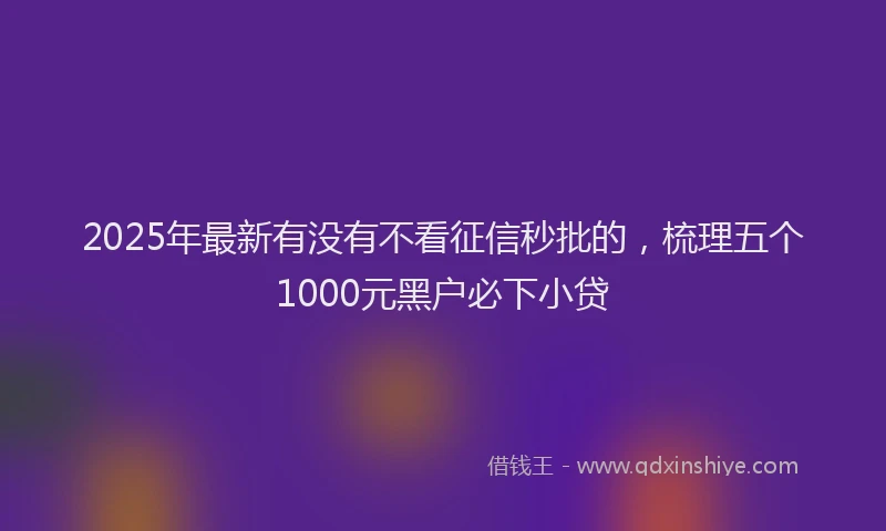 2025年最新有没有不看征信秒批的，梳理五个1000元黑户必下小贷
