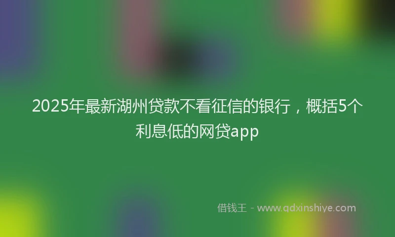 2025年最新湖州贷款不看征信的银行，概括5个利息低的网贷app