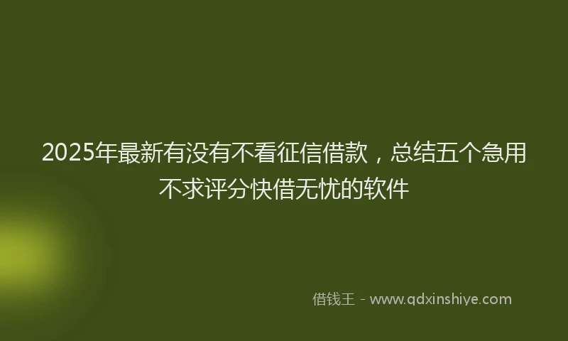 2025年最新有没有不看征信借款，总结五个急用不求评分快借无忧的软件