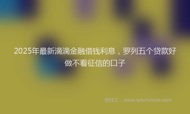 2025年最新滴滴金融借钱利息，罗列五个贷款好做不看征信的口子