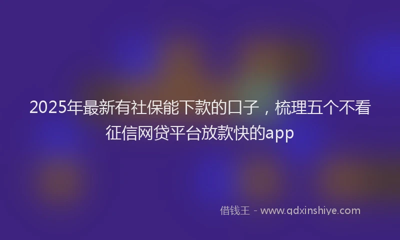 2025年最新有社保能下款的口子，梳理五个不看征信网贷平台放款快的app