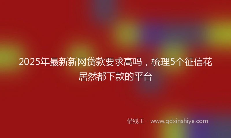 2025年最新新网贷款要求高吗，梳理5个征信花居然都下款的平台