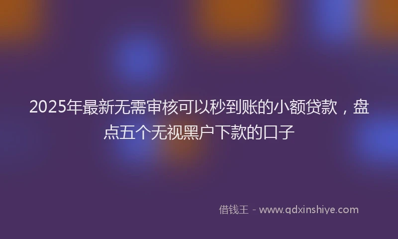 2025年最新无需审核可以秒到账的小额贷款，盘点五个无视黑户下款的口子