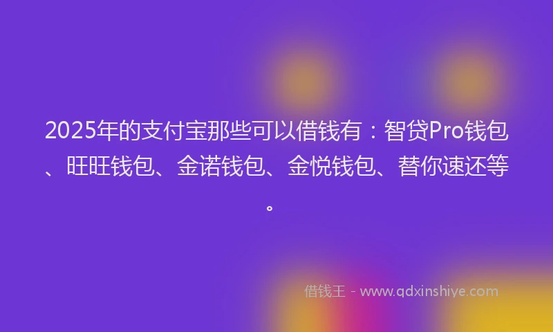 2025年的支付宝那些可以借钱有：智贷Pro钱包、旺旺钱包、金诺钱包、金悦钱包、替你速还等。