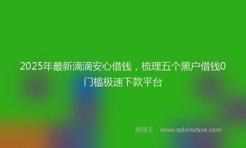 2025年最新滴滴安心借钱，梳理五个黑户借钱0门槛极速下款平台