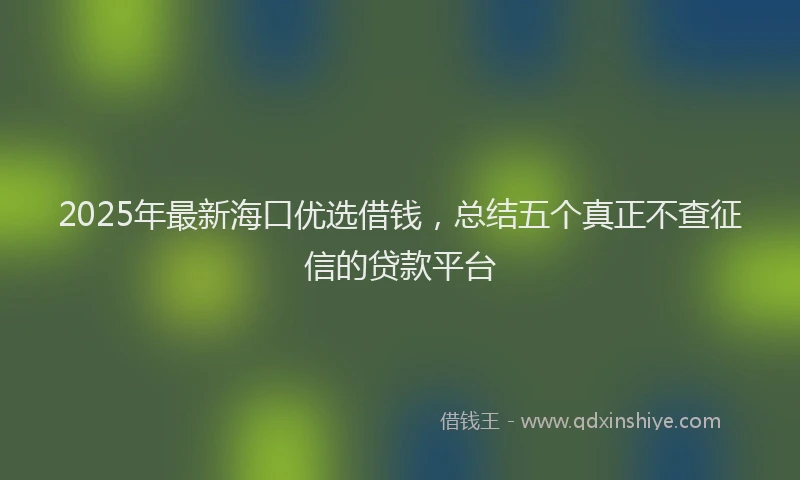 2025年最新海口优选借钱，总结五个真正不查征信的贷款平台