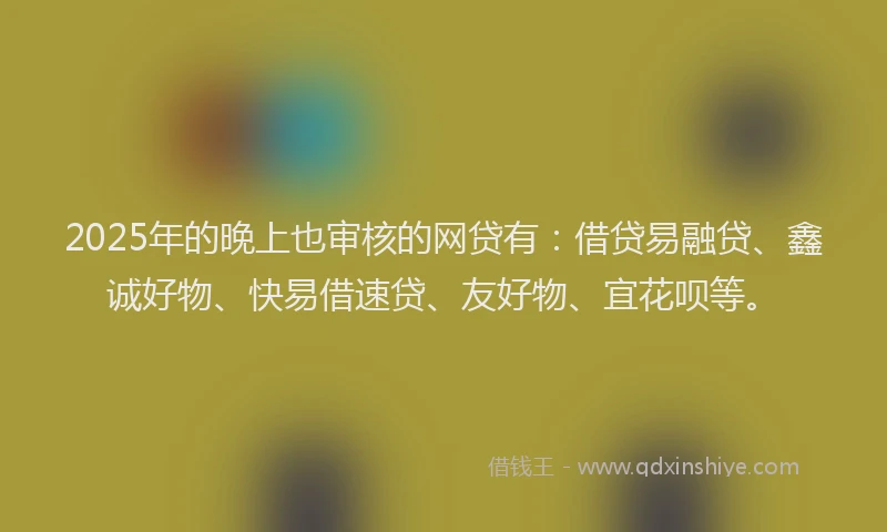 2025年的晚上也审核的网贷有：借贷易融贷、鑫诚好物、快易借速贷、友好物、宜花呗等。