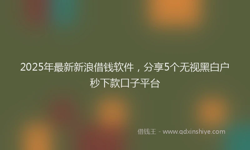 2025年最新新浪借钱软件，分享5个无视黑白户秒下款口子平台