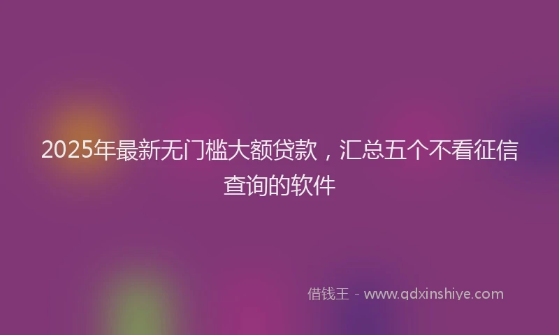 2025年最新无门槛大额贷款，汇总五个不看征信查询的软件
