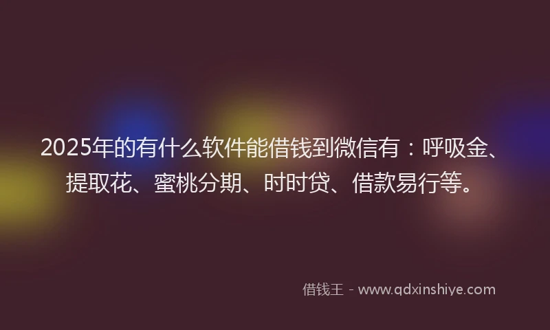 2025年的有什么软件能借钱到微信有：呼吸金、提取花、蜜桃分期、时时贷、借款易行等。