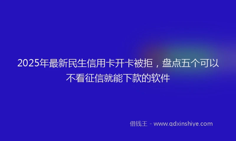 2025年最新民生信用卡开卡被拒，盘点五个可以不看征信就能下款的软件