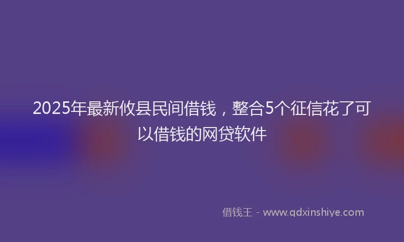 2025年最新攸县民间借钱，整合5个征信花了可以借钱的网贷软件