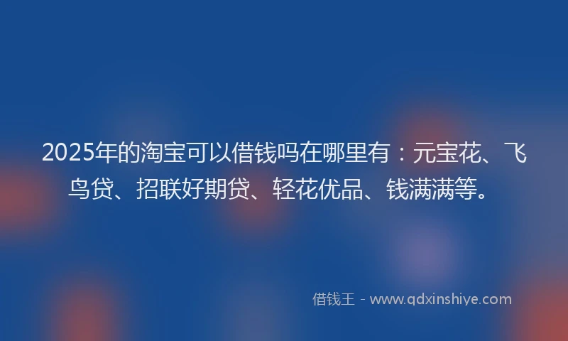 2025年的淘宝可以借钱吗在哪里有:元宝花、飞鸟贷、招联好期贷、轻花优品、钱满满等。