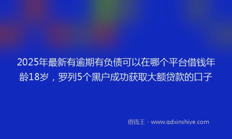 2025年最新有逾期有负债可以在哪个平台借钱年龄18岁，罗列5个黑户成功获取大额贷款的口子